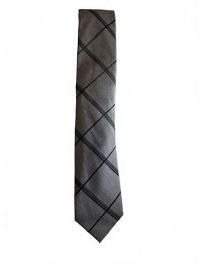 Calvin Klein Gray Plaid Men's Neck Tie